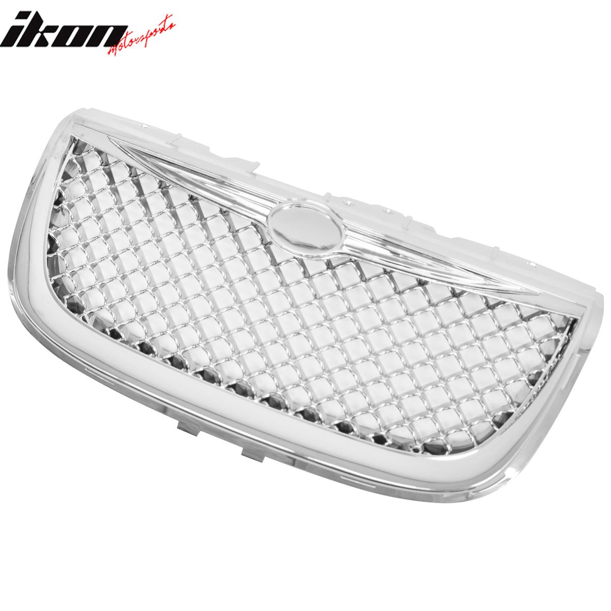 IKON MOTORSPORTS Front Upper Grille, Compatible with 1999-2004 Chrysler 300M, Chrome Replacement Front Bumper Hood Mesh Grill