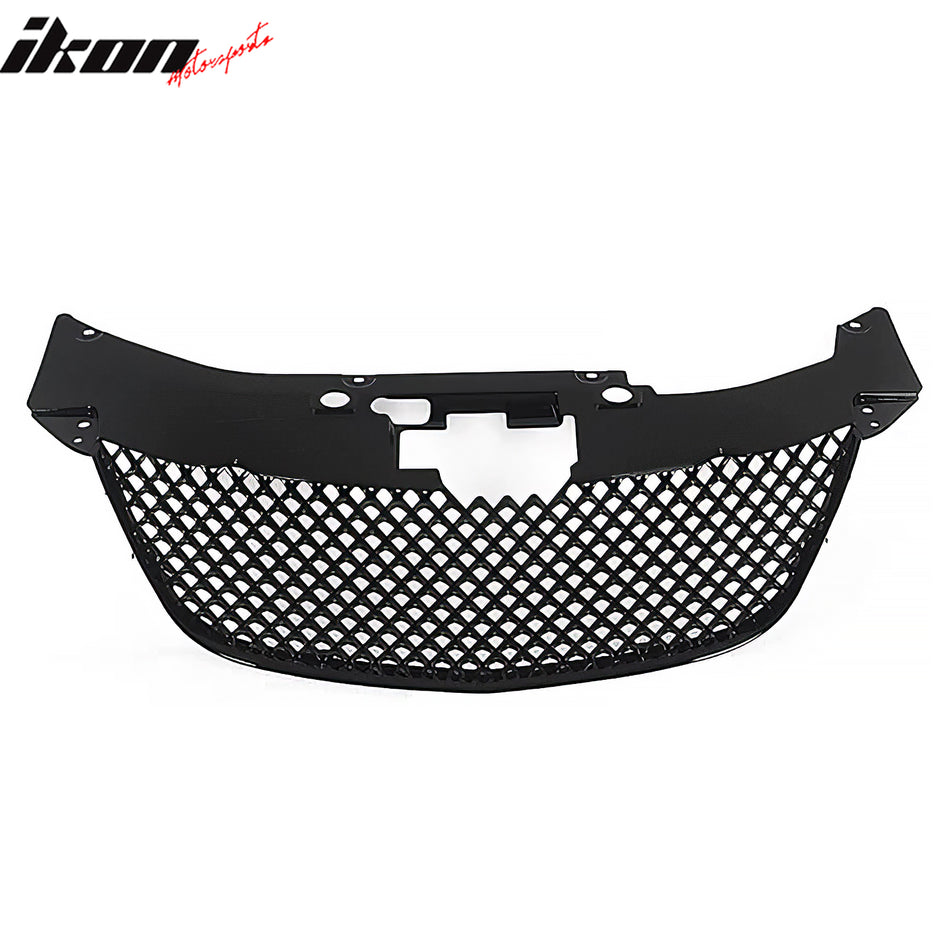 IKON MOTORSPORTS Front Bumper Grille, Compatible with 2007-2010 Chrysler Sebring Convertible 2DR, Bently Mesh Style Black ABS Replacement Front Bumper Grill Assembly, 1PC