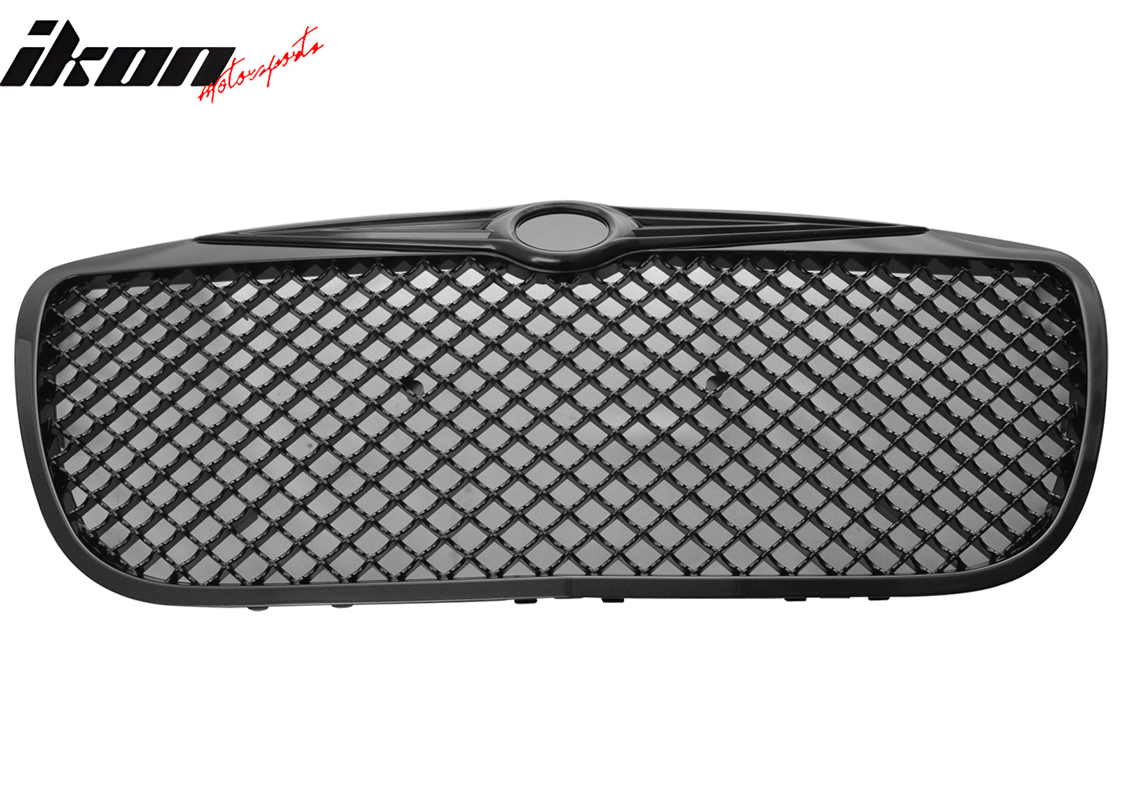 IKON MOTORSPORTS Front Upper Grille, Compatible with 2004-2006 Chrysler Sebring Sedan 4-Door, Bentley Style Black Replacement Front Bumper Hood Grill With B Emblem 1PC