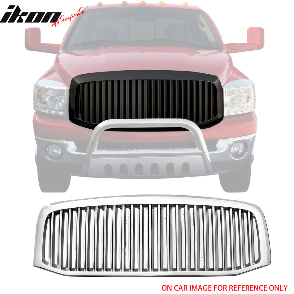 2006-2008 Ram 1500/2500/3500 Vertical Style Upper Grille Chrome ABS