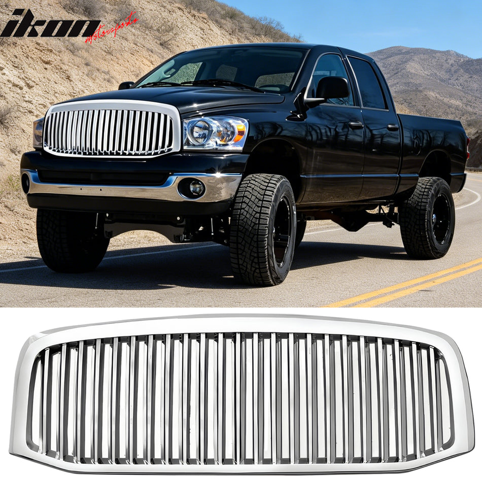 2006-2008 Ram 1500/2500/3500 Vertical Style Upper Grille Chrome ABS