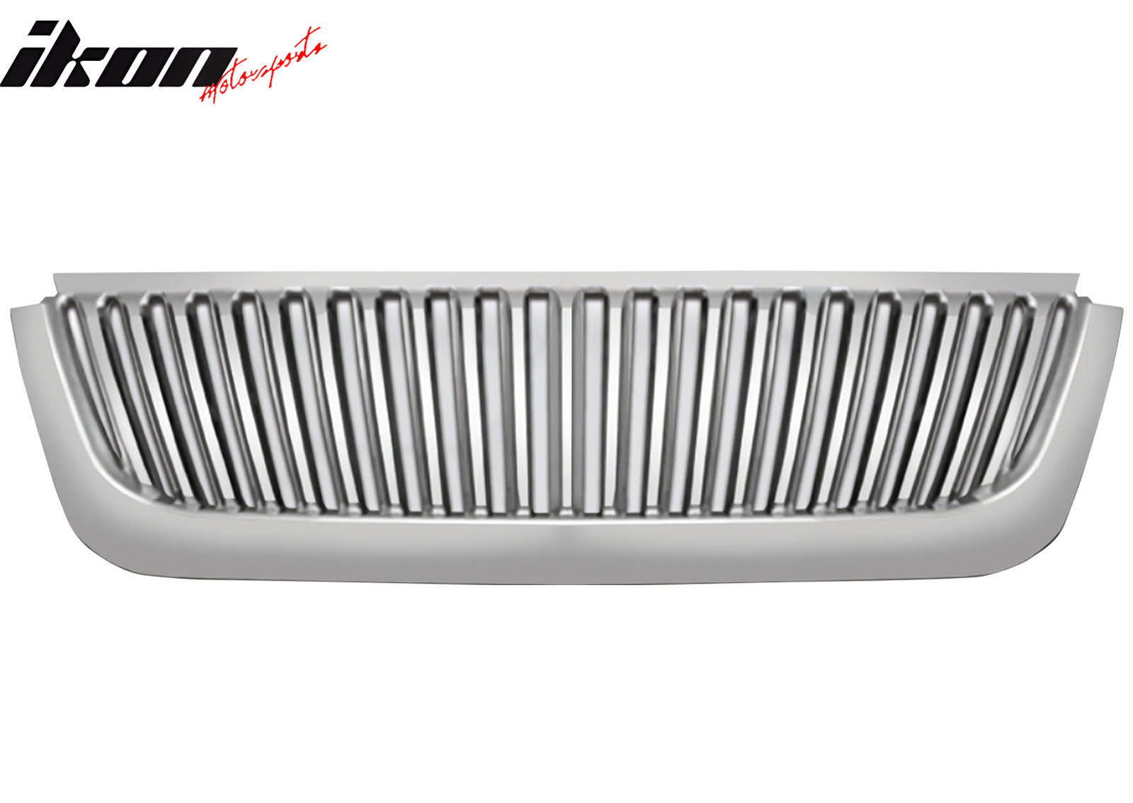 IKON MOTORSPORTS Front Upper Grille, Compatible with 2002-2005 Ford Explorer, Vertical Style Chrome ABS Replacement Front Bumper Hood Grill 1PCS