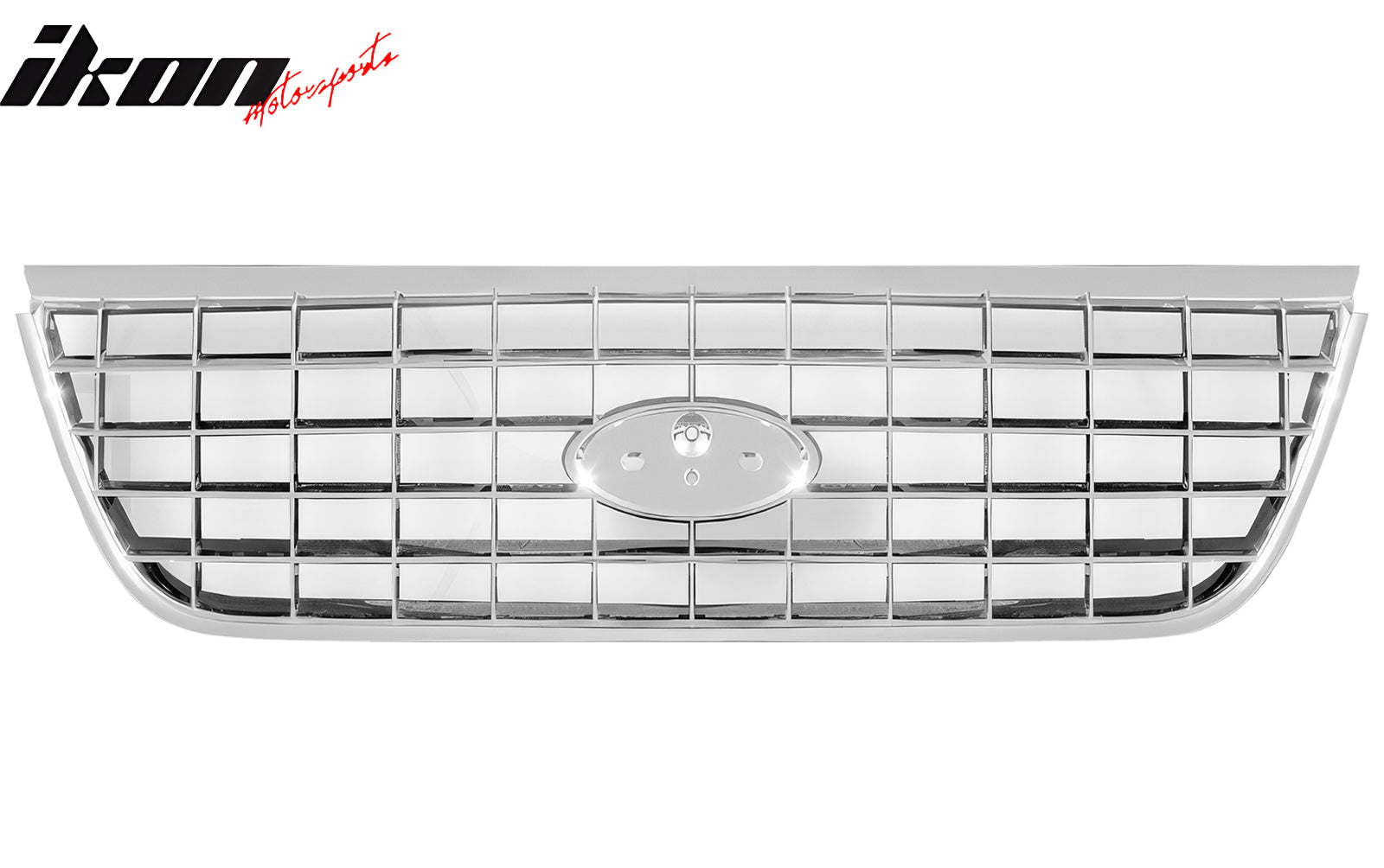 IKON MOTORSPORTS Front Upper Grille, Compatible with 2002-2005 Ford Explorer, OE Style Chrome ABS Replacement Front Bumper Hood Grill 1PCS