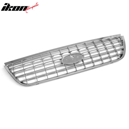 IKON MOTORSPORTS Front Upper Cross Bar Insert Grille, Compatible with 2002-2005 Ford Explorer, Chrome Replacement Front Bumper Hood Grill 1PC
