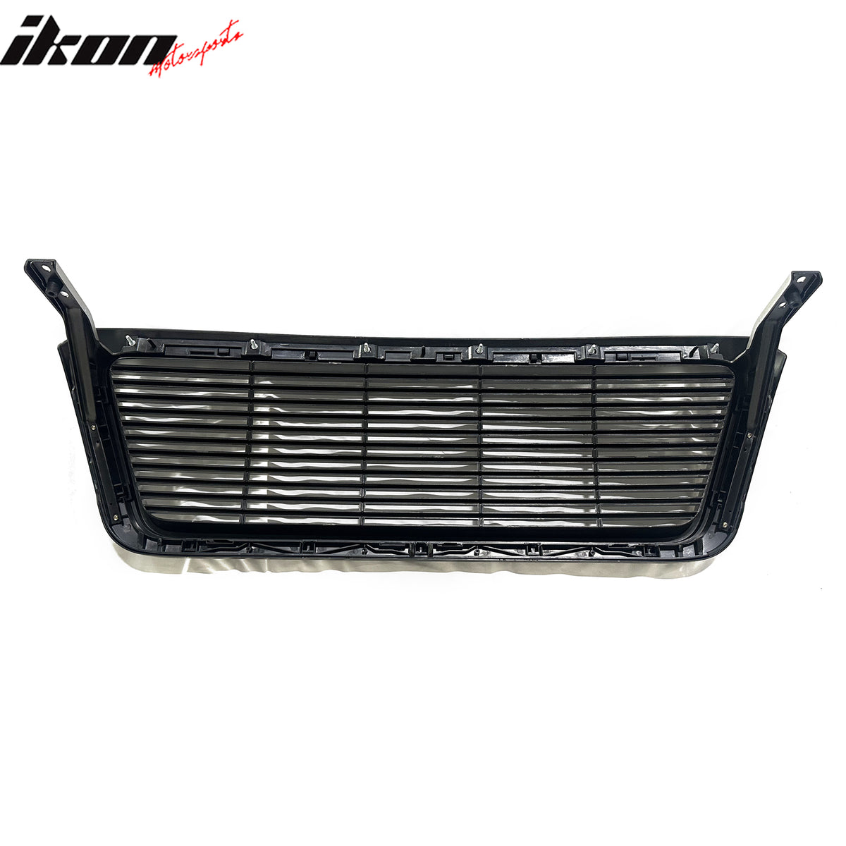 IKON MOTORSPORTS Front Upper Grille, Compatible with 2004-2008 Ford F-150 F150, H Bar Style Black & Silver ABS Plastic Replacement Front Bumper Hood Billet Grill