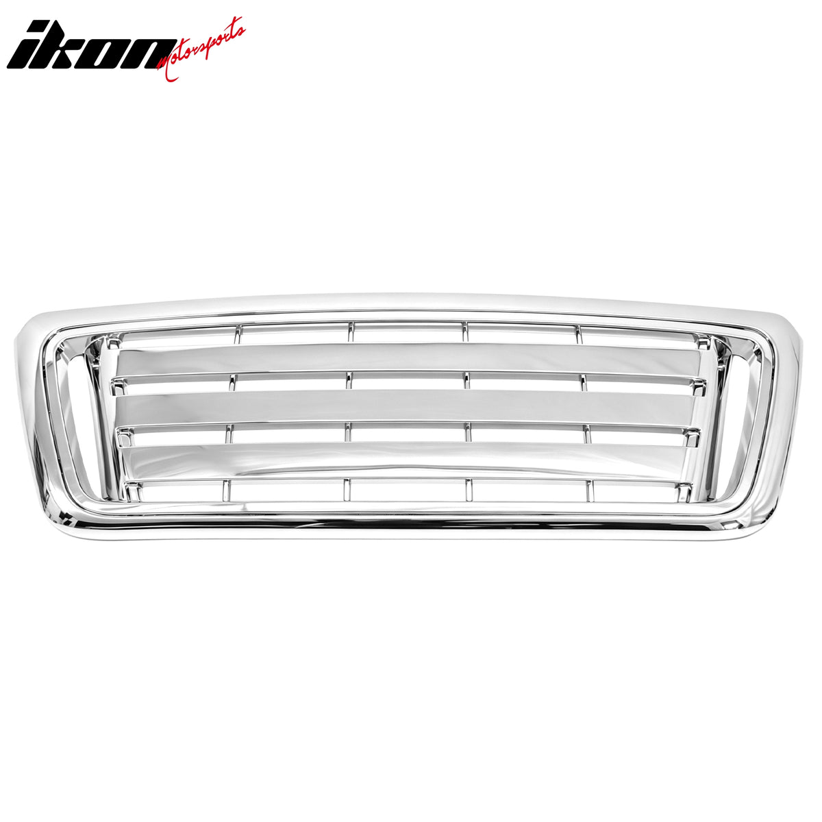 IKON MOTORSPORTS Front Upper Grille, Compatible with 2004-2008 Ford F-150, 2009 F150 Style Chrome ABS Plastic Replacement Front Bumper Hood Grill 1PC