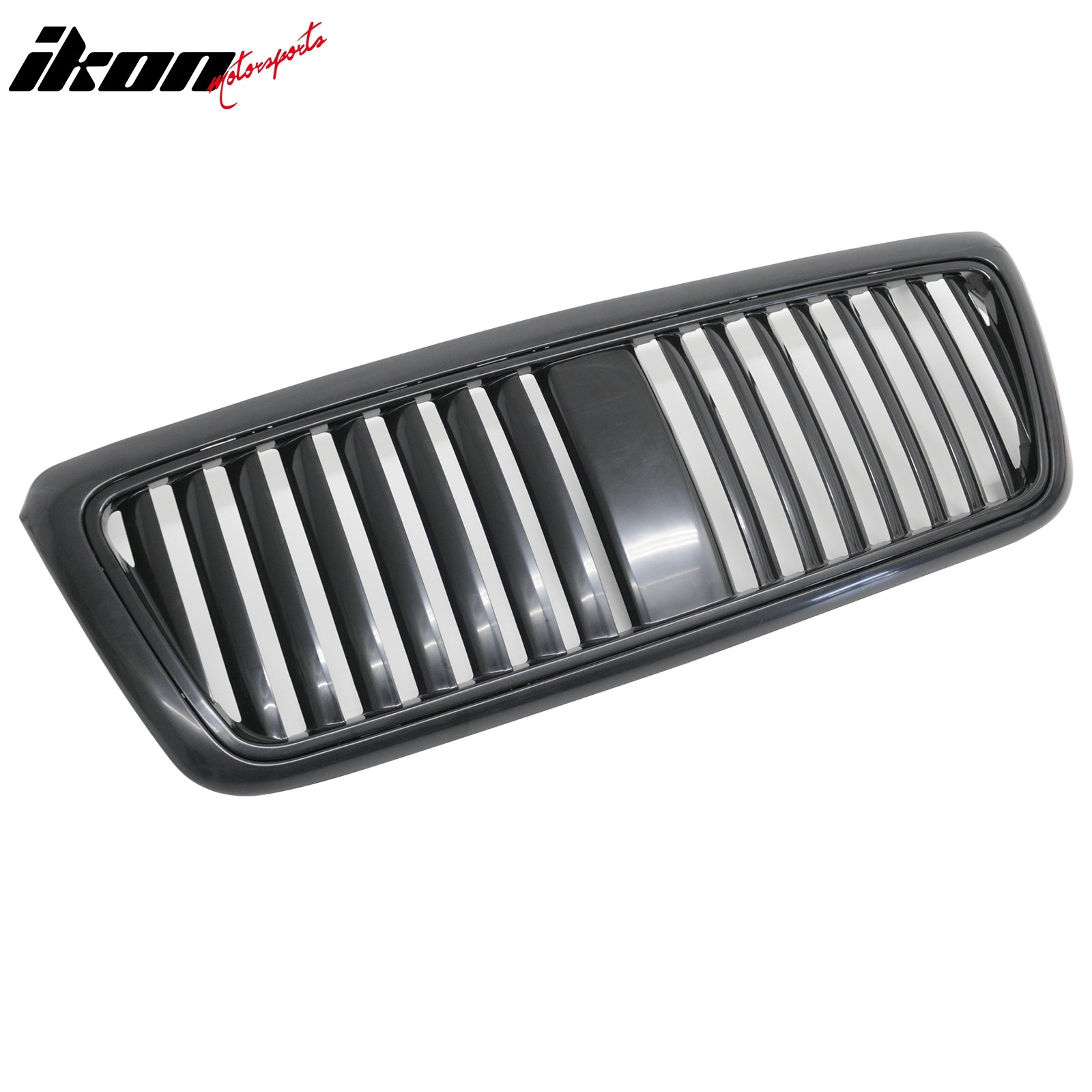 IKON MOTORSPORTS Front Bumper Grille, Compatible with 2004-2008 Ford F-150 & 2006-2008 Lincoln Mark LT, Matte Black ABS Vertical Style Replacement Front Bumper Grill Assembly, 1Piece