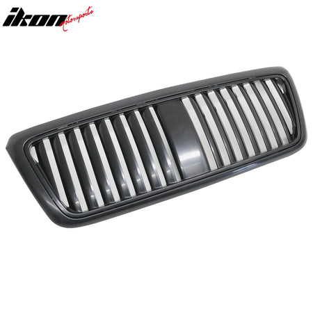 IKON MOTORSPORTS Front Bumper Grille, Compatible with 2004-2008 Ford F-150 & 2006-2008 Lincoln Mark LT, Matte Black ABS Vertical Style Replacement Front Bumper Grill Assembly, 1Piece