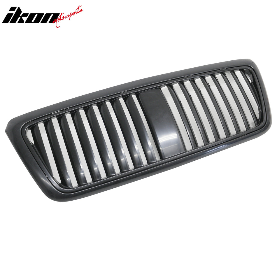IKON MOTORSPORTS Front Bumper Grille, Compatible with 2004-2008 Ford F-150 & 2006-2008 Lincoln Mark LT, Matte Black ABS Vertical Style Replacement Front Bumper Grill Assembly, 1Piece