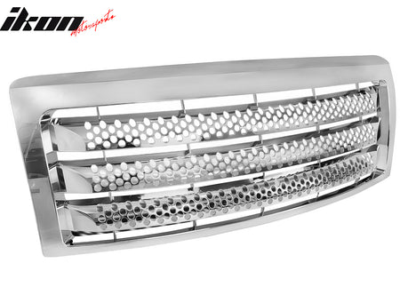 For 09-14 Ford F-150 Chrome ABS Front Bumper Hood Upper Insert Mesh Grille Grill