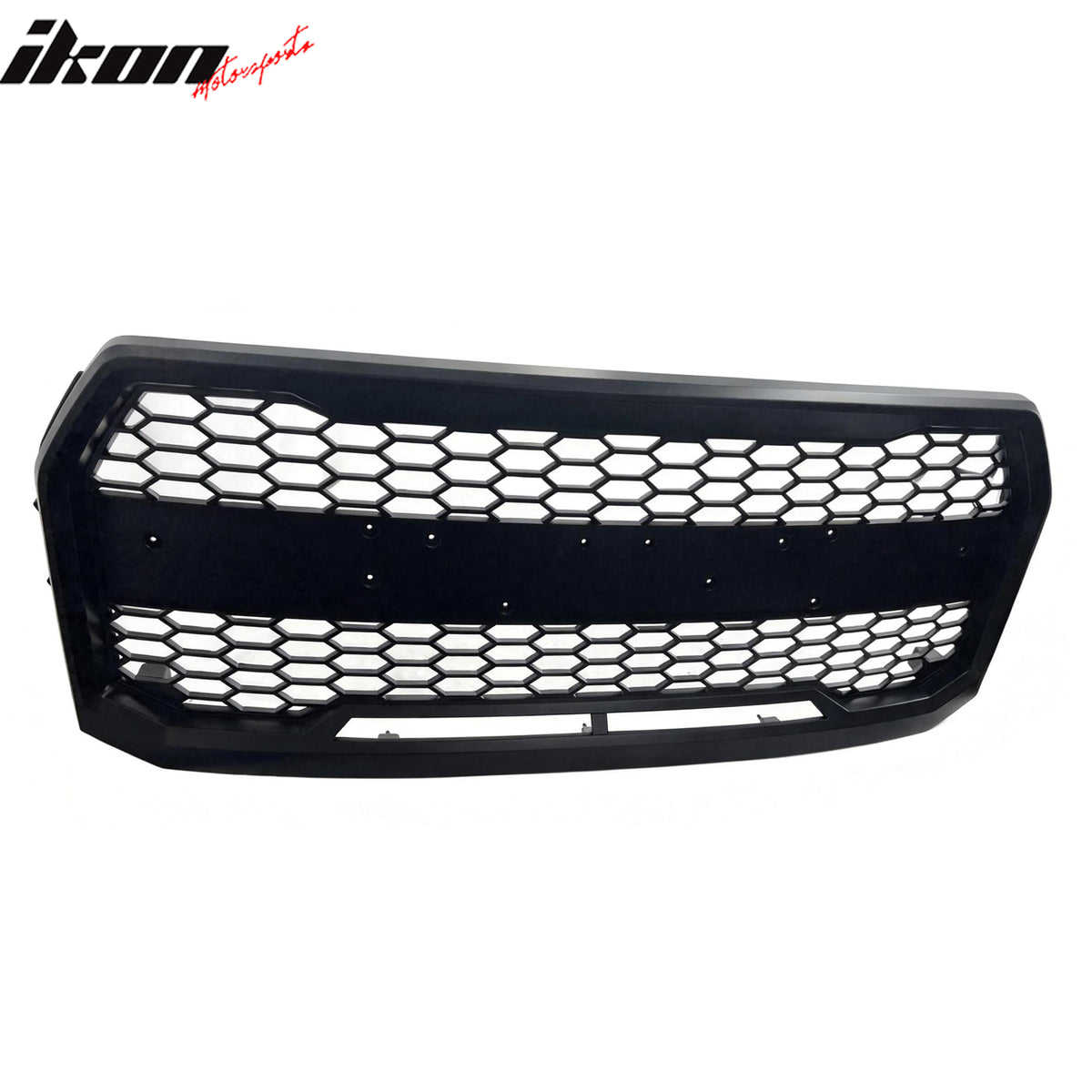 For 15-17 Ford F-150 Raptor Style W/Emblem Recess Front Upper Matte Black Grille