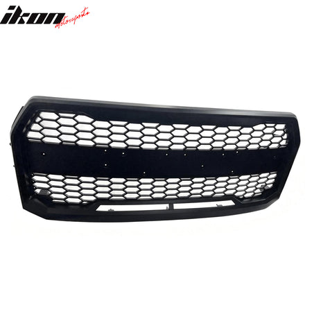 For 15-17 Ford F-150 Raptor Style W/Emblem Recess Front Upper Matte Black Grille