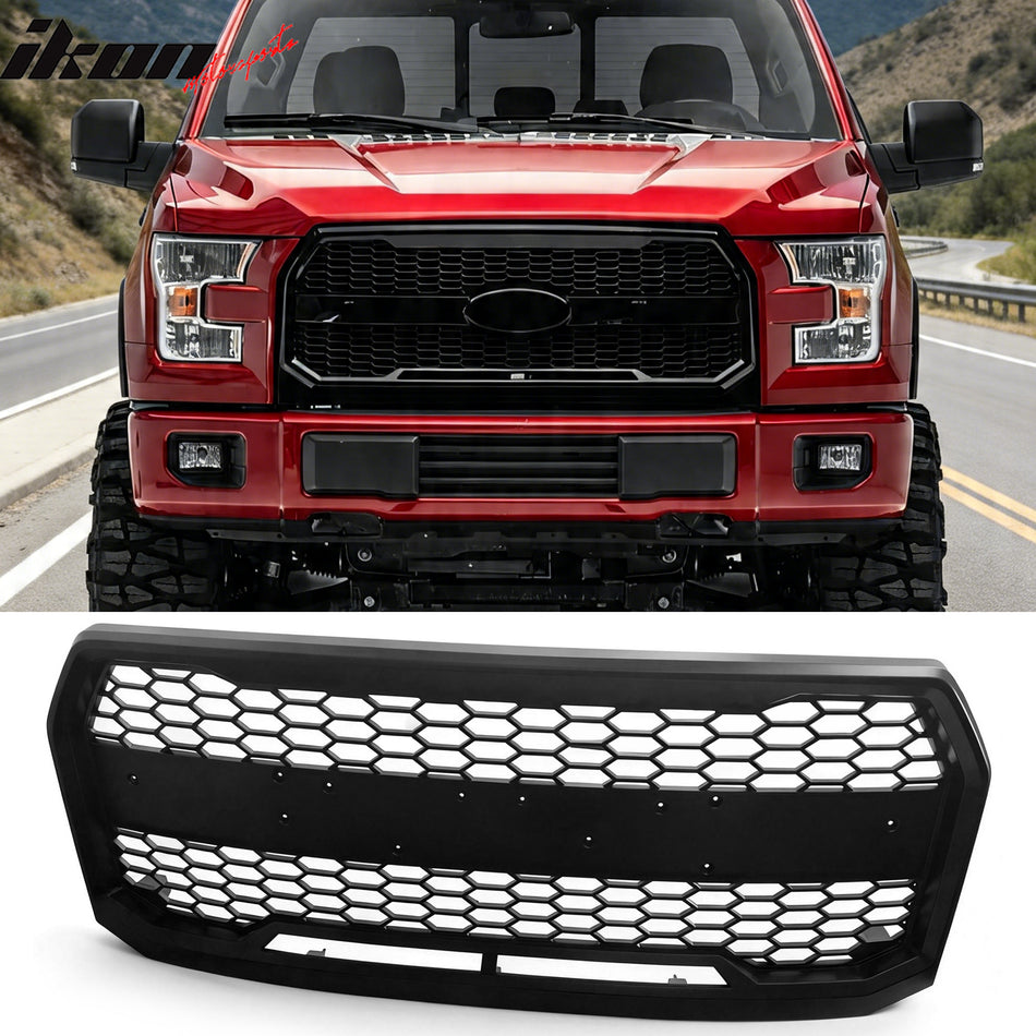 2015-2017 Ford F-150 Raptor Style W/Emblem Recess Front Upper Grille