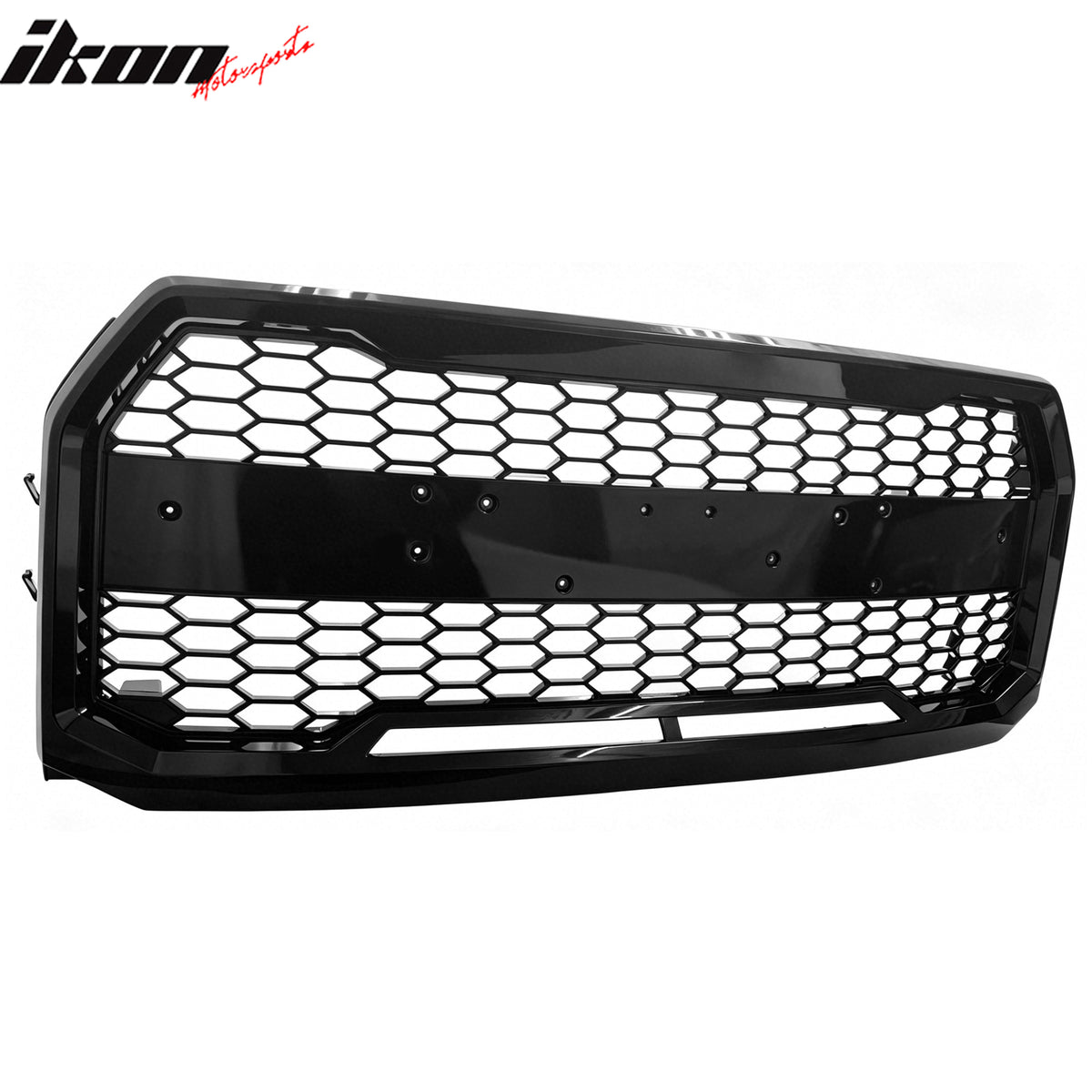 Fits 15-17 Ford F150 Raptor Style W/Letter Recess Front Upper Grille Gloss Black
