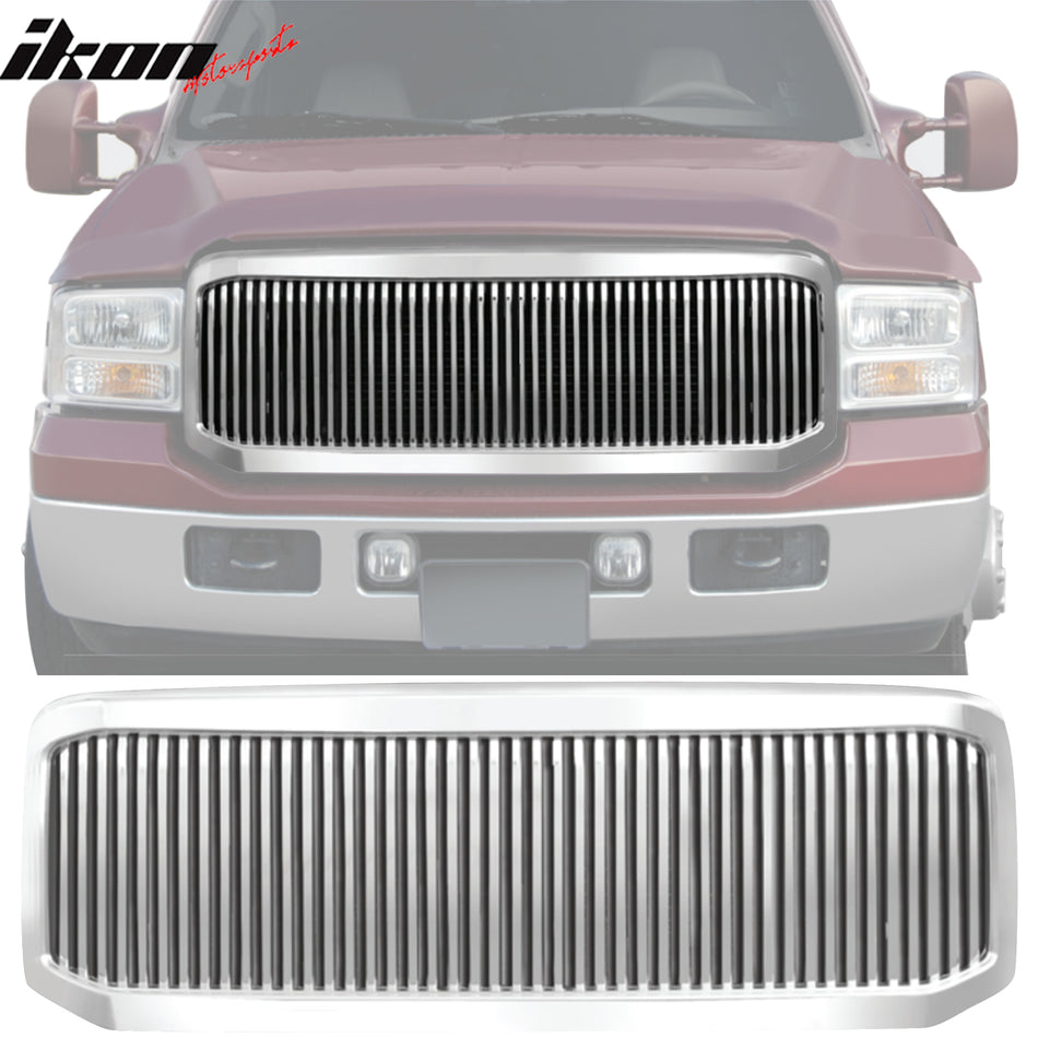 2005-2007 Ford F-250 Super Duty V-Line Style Chrome Front Grille ABS