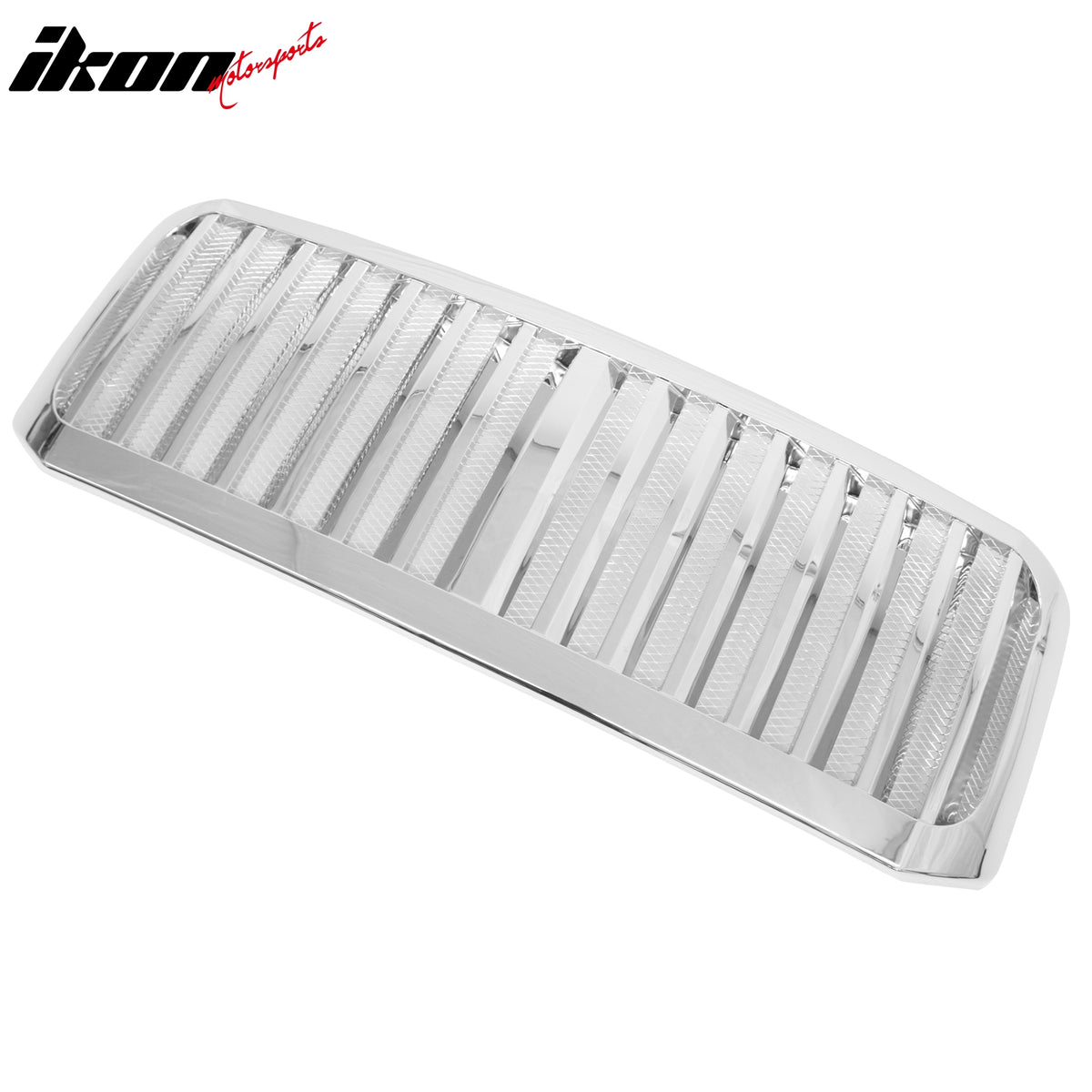 IKON MOTORSPORTS Front Bumper Grille, Compatible with 2005-2007 Ford F-250 F-350 Super Duty, Chrome ABS Verticall Bar Style With Mesh Replacement Front Bumper Grill Assembly, 1Piece