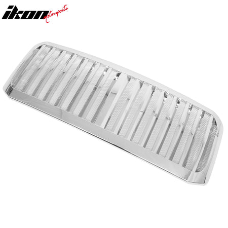 IKON MOTORSPORTS Front Bumper Grille, Compatible with 2005-2007 Ford F-250 F-350 Super Duty, Chrome ABS Verticall Bar Style With Mesh Replacement Front Bumper Grill Assembly, 1Piece