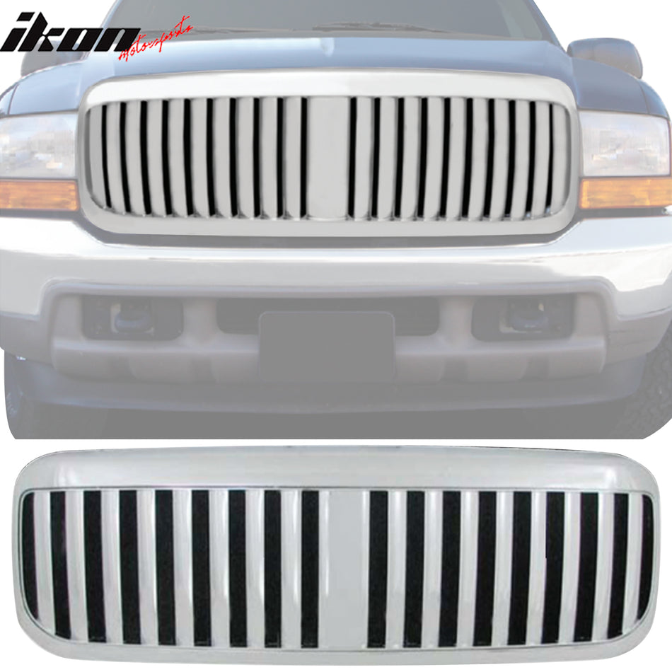 1999-2004 Ford F-250 Super Duty Vertical Chrome Front Upper Grille ABS