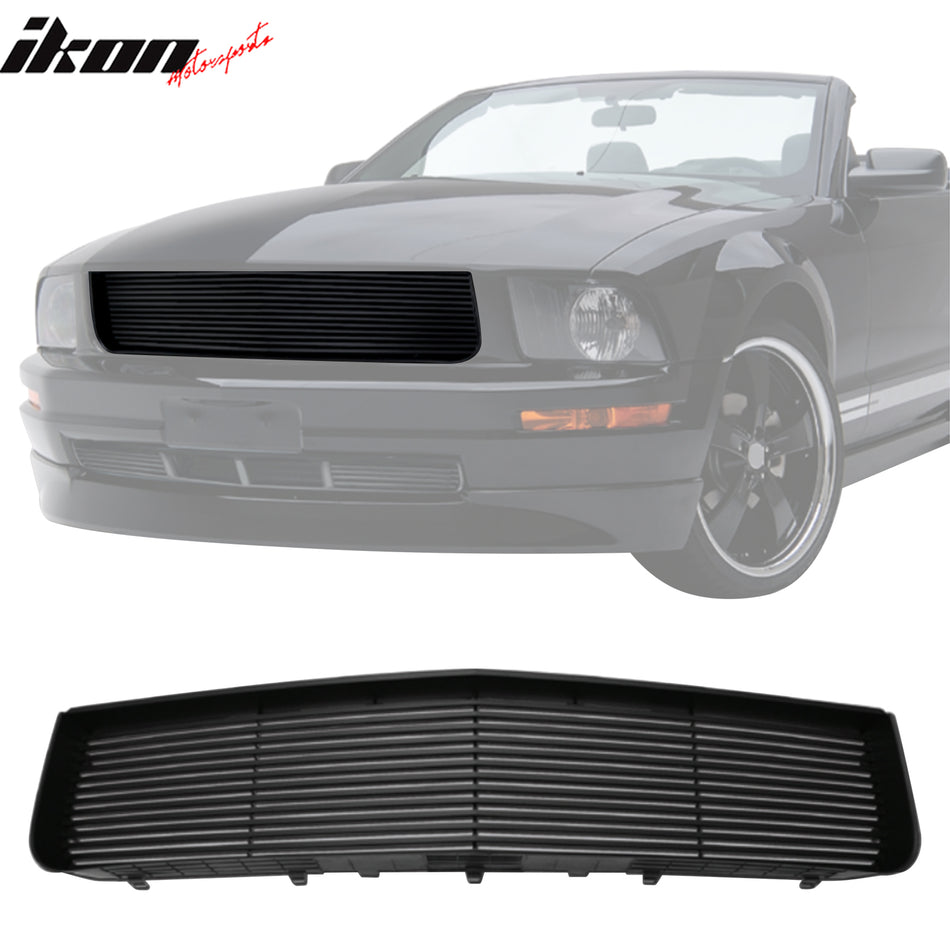 2005-2009 Ford Mustang V6 Billet Style Black Front Upper Grille ABS