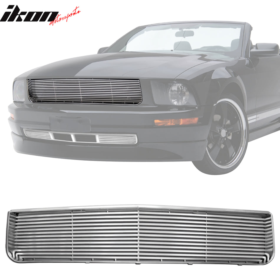2005-2009 Ford Mustang V6 Billet Style Chrome Front Upper Grille ABS