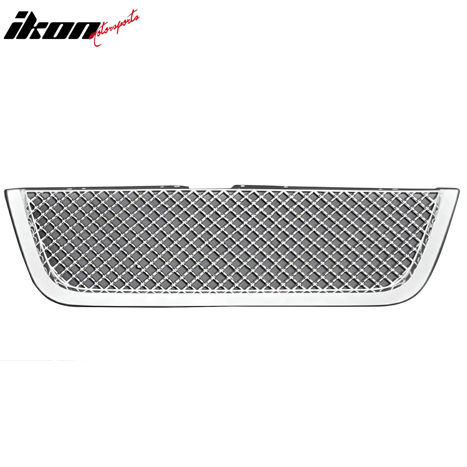 IKON MOTORSPORTS Front Upper Grille, Compatible with 2007-2012 GMC Acadia, Mesh Style Chrome ABS Plastic Replacement Front Bumper Hood Grill 1PC