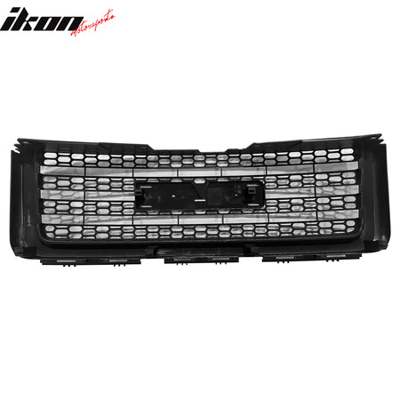 IKON MOTORSPORTS Front Bumper Upper Grille, Compatible with 2007-2013 GMC Sierra 1500, 11-13 HD Denali Style Matte Black ABS Plastic Replacement Front Bumper Grill Assembly