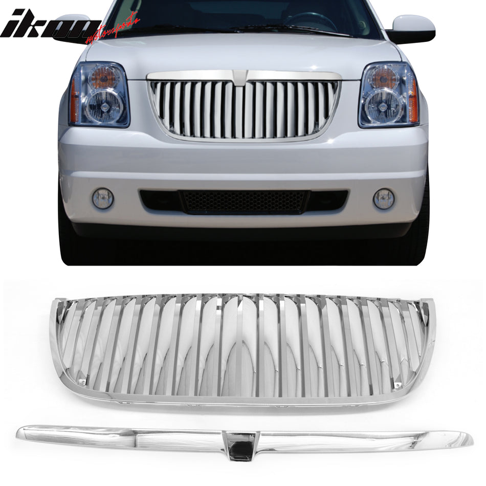 2007-2014 GMC Yukon Vertical Style Chrome Front Upper Mesh Grille ABS