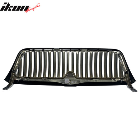 IKON MOTORSPORTS Front Bumper Upper Grille, Compatible with 2003-2006 Lincoln Navigator, OE Style Black Frame & Chrome Bar ABS Plastic Replacement Front Bumper Grill Assembly
