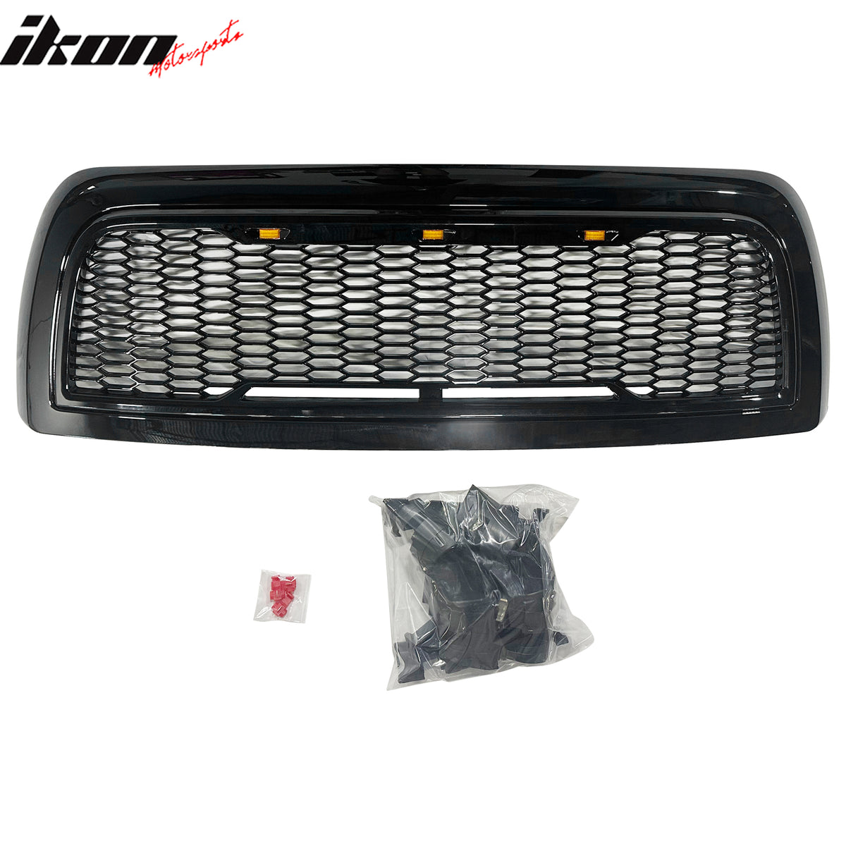Fits 10-18 Dodge Ram 2500 Raptor Inspired Style Grille Gloss Black w/ Amber LED