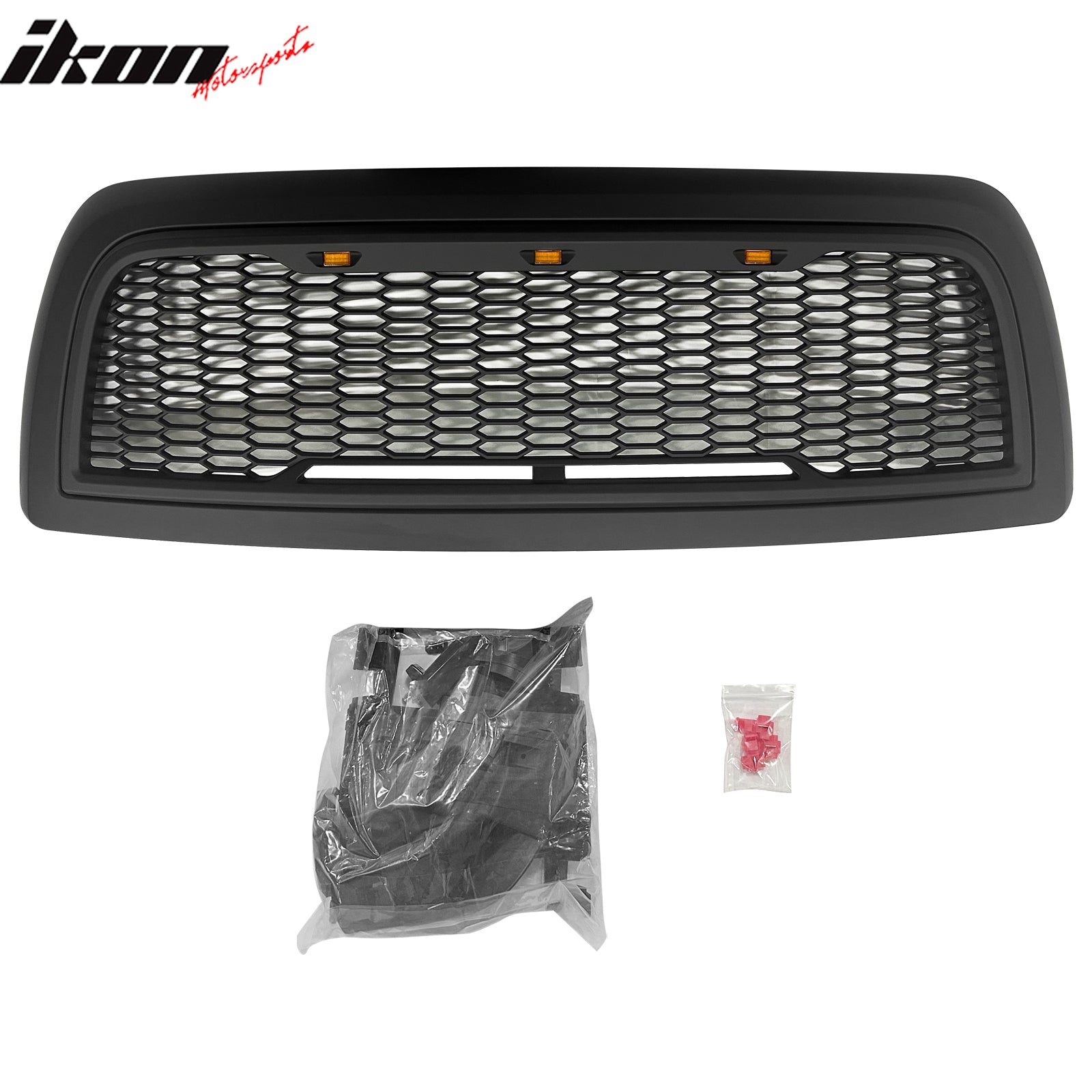 Fits 10-18 Dodge Ram 2500 Raptor Inspired Style Grille Matte Black w/ Amber LED