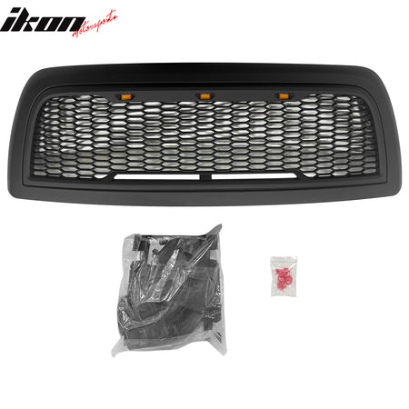 Fits 10-18 Dodge Ram 2500 Raptor Inspired Style Grille Matte Black w/ Amber LED