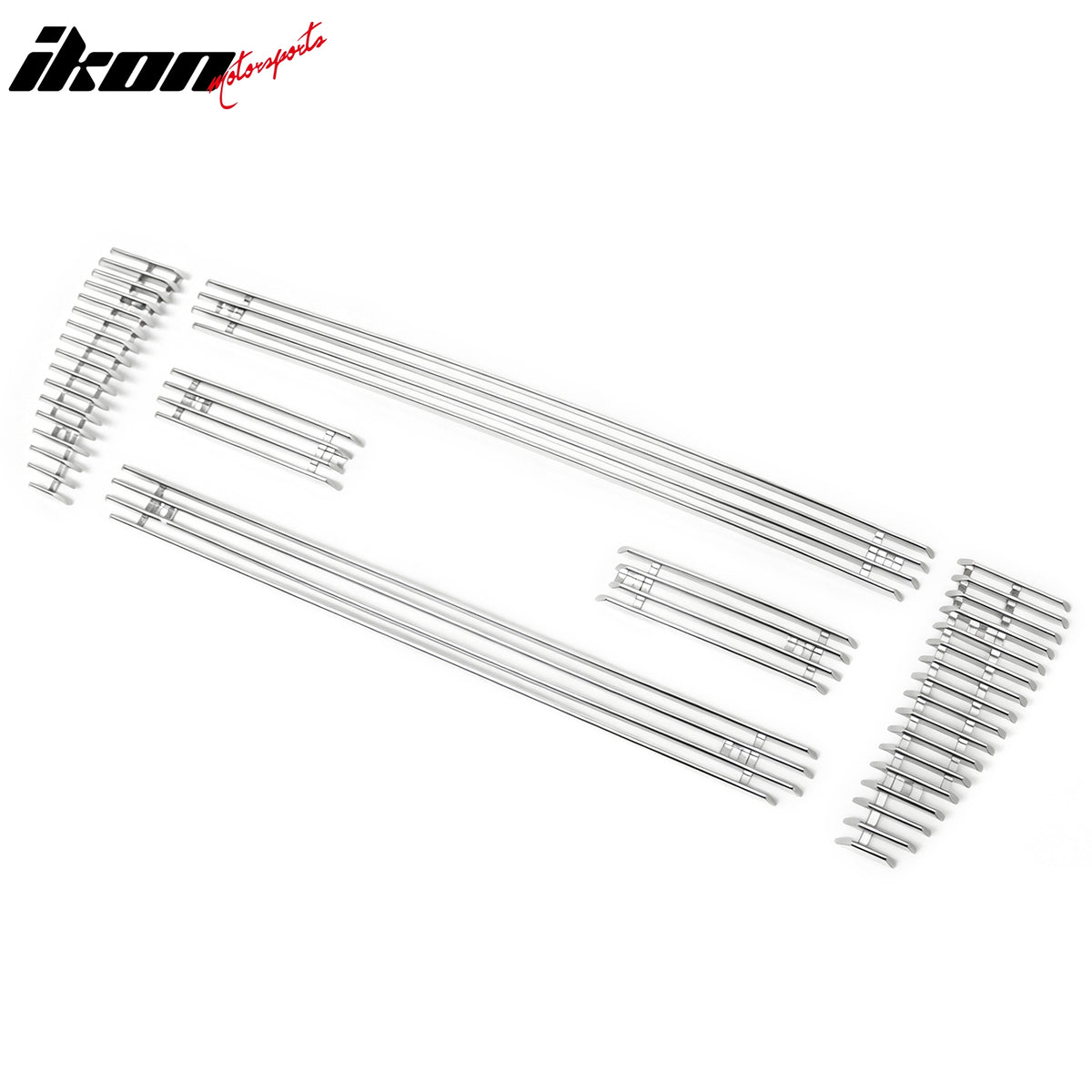 IKON MOTORSPORTS Front Upper Insert Grille, Compatible with 2004-2008 Ford F-150, Bar Style Chrome Replacement Stainless Steel Front Bumper Hood Grill 6PCS
