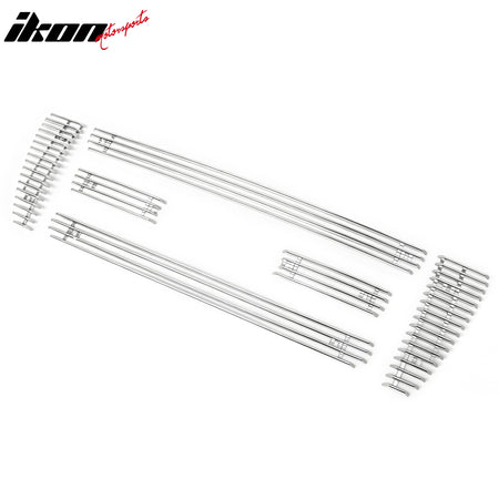 IKON MOTORSPORTS Front Upper Insert Grille, Compatible with 2004-2008 Ford F-150, Bar Style Chrome Replacement Stainless Steel Front Bumper Hood Grill 6PCS