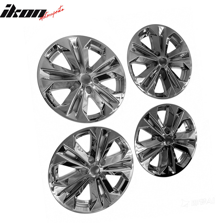 IKON MOTORSPORTS 17 inch Wheel Cover Hubcaps, Compatible with 2014-2018 Nissan Rogue, Chrome Car Hub Caps Replacement Wheel Skin Rim Covers, 4 Pack