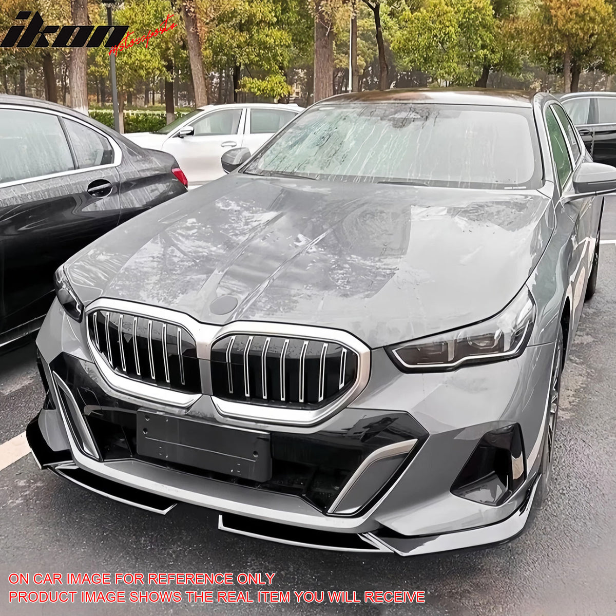 IKON MOTORSPORTS Front Bumper Lip Splitters, Compatible with 2024-2026 BMW G60 5-Series Sedan & i5 Models with M Sport Package, MP Style Gloss Black Air Dam Chin Spoiler Protector Splitter 4PCS