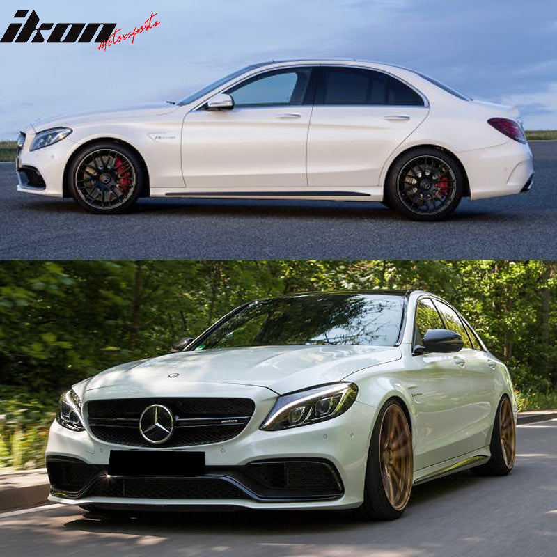 Full Bodykit Compatible With 2015-2016 BENZ W205, C63 Style Full BodyKit With PDC Front Rear Bumper Cover Guard Side Skirts PP by IKON MOTORSPORTS