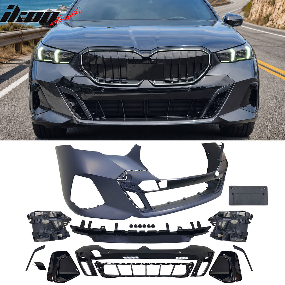 Fits 24-26 BMW G60 M Sport Style Front Rear Bumper Conversion + MP Rocker Panel