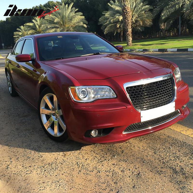 Front Bumper Compatible With 2011-2014 Chrysler 300, PP Splitter Spoiler Valance Chin Diffuser Body kit by IKON MOTORSPORTS, 2012 2013