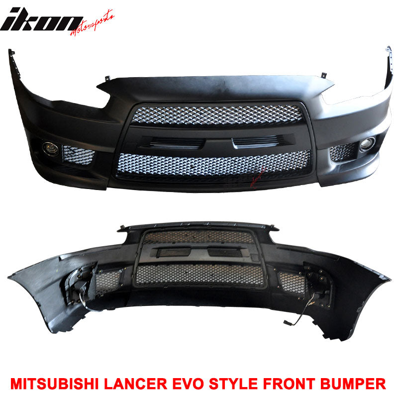 Fits 08-15 Mitsubishi Lancer EVO Style Front Bumper Cover Conversion Fog Lights