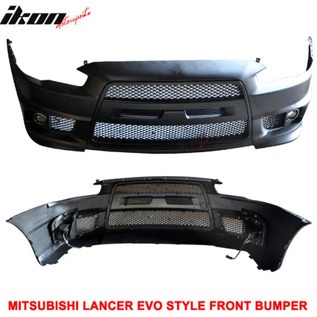 Fits 08-15 Mitsubishi Lancer EVO Style Front Bumper Cover Conversion Fog Lights