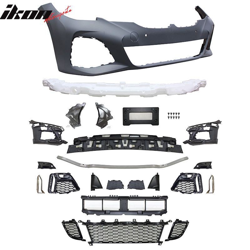 Fits 19-22 BMW G20 M340 Front/Rear Bumpers + M3 Style Side Skirt W/Ambient Light