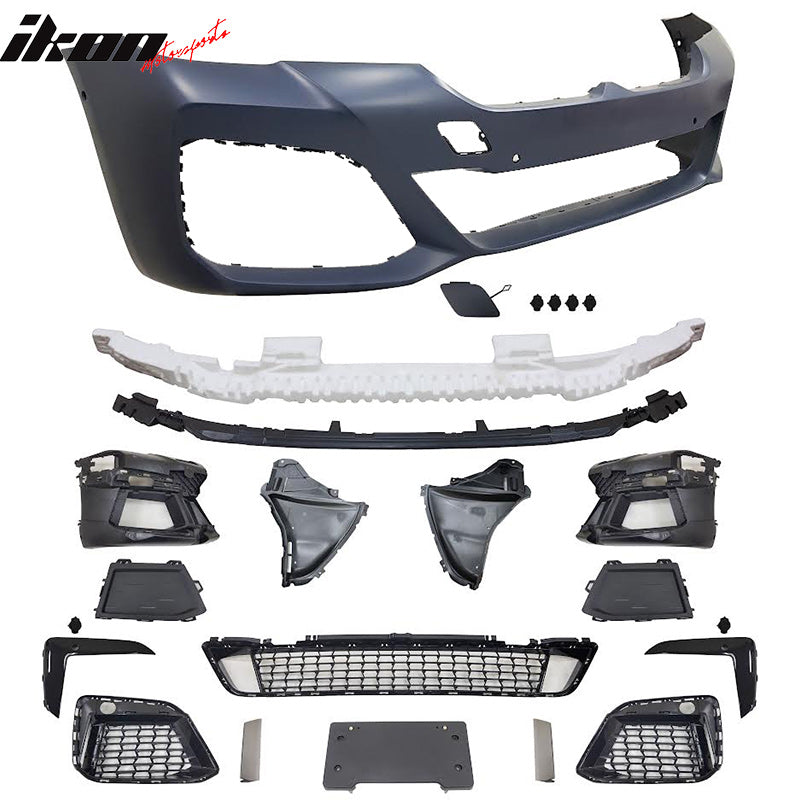 Fits 21-23 BMW G30 M Sport M550 Style Front Rear Side Bumper Kit Type 2 Diffuser