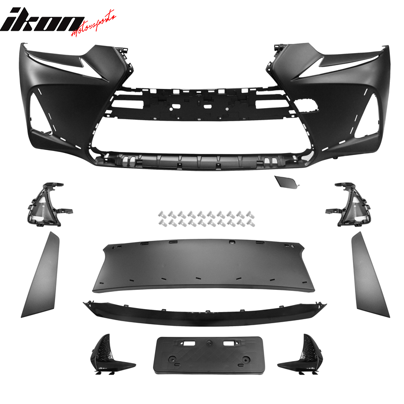 Front Bumper Compatible With 2017-2020 Lexus IS250 IS350, PP Front Bumper Cover Guard Conversion With Grille by IKON MOTORSPORTS, 2018 2019