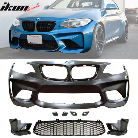 Fits 14-21 BMW F22 F23 M2 Style Front + Rear Bumper Cover Diffuser Twin Outlet