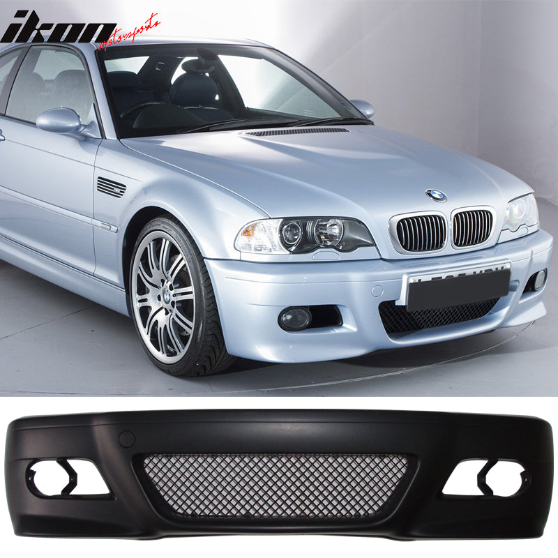 Compatible With 1999-2006 E46 3 Series 2Dr M3 PP Front Bumper + Fog Light Cover + Fog Lamp
