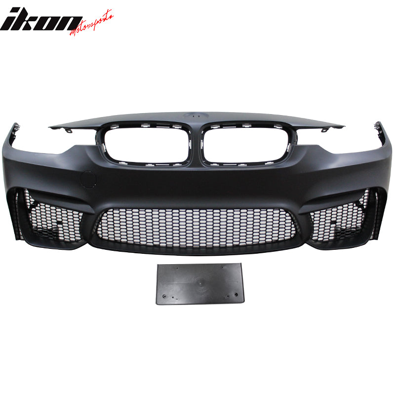 Front Bumper Cover Compatible With 2012-2018 BMW F30, 3 Series M3 Front Bumper Cover End Conversion Guard Replacement PP by IKON MOTORSPORTS, 2013 2014 2015