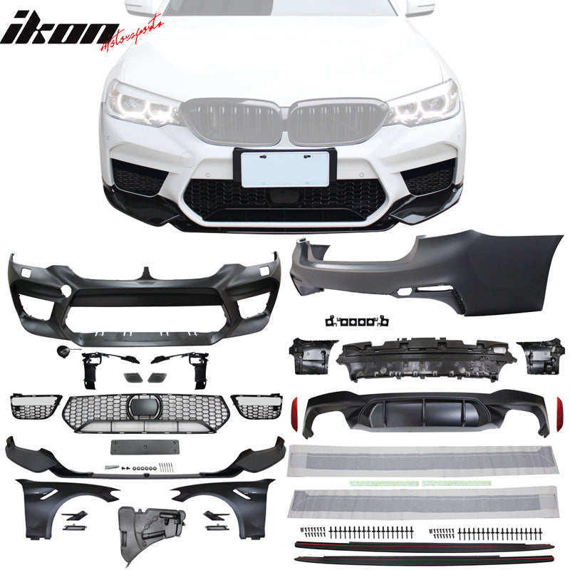 2017-2020 BMW G30 to M5 Style Front Rear Bumpers Side Skirts Fenders