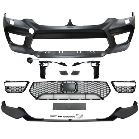 IKON MOTORSPORTS, Front Bumper Cover & Lip Compatible With 2017-2020 BMW 5 Series G30 4-Door Sedan, M5 Style PP Front Bumper Conversion Replacement, 2018 2019