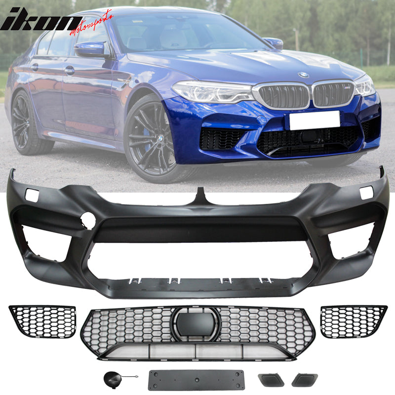 Fits 17-20 BMW G30 Sedan M5 Style Front + Rear Bumper Cover w/ Diffuser - PP