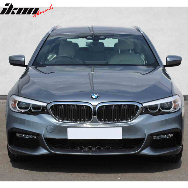 Front Bumper Cover Compatible With 2017-2020 BMW G30, 5 Series M-Tech Front Bumper Lip Cover Fog Cover Grille PP by IKON MOTORSPORTS, 2018 2019